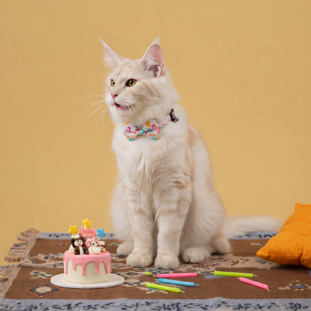 Birthday pet collars with rainbow cupcake and confetti prints for dogs and cats