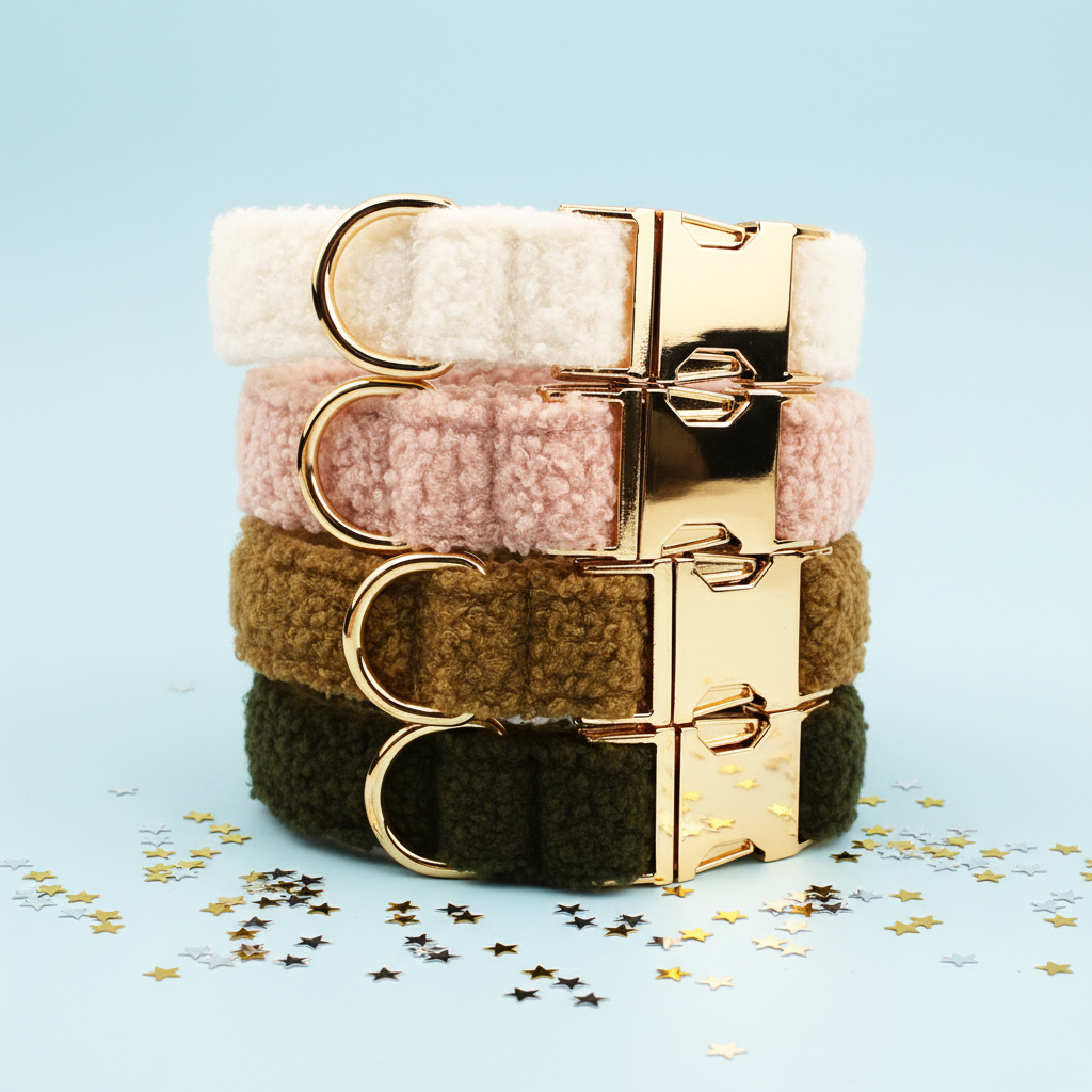 Plush fleece pet harness and collar sets in soft teddy fleece for dogs and cats