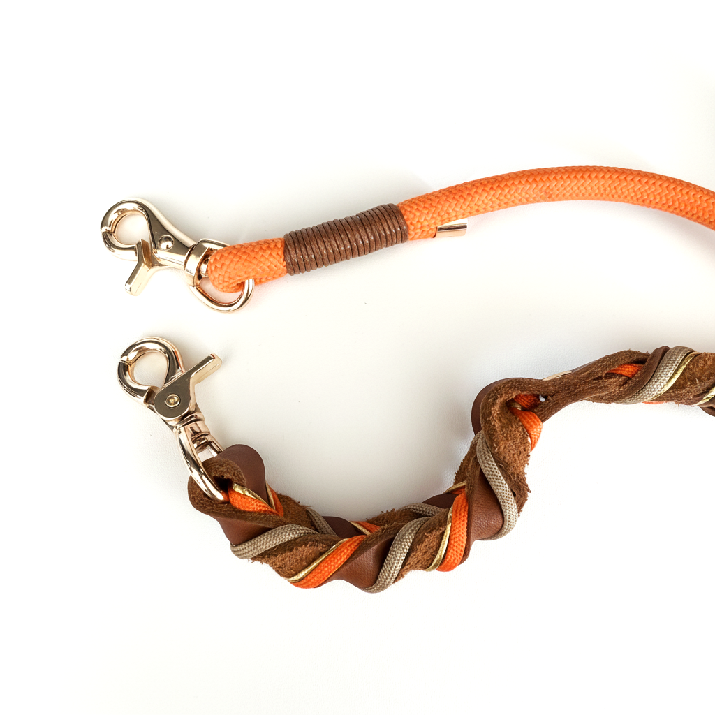 6-in-1 Hand-Braided Full-Grain Leather Leash