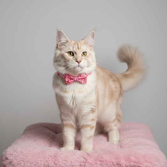 Cat wearing heart graffiti collar with safety buckle - side view