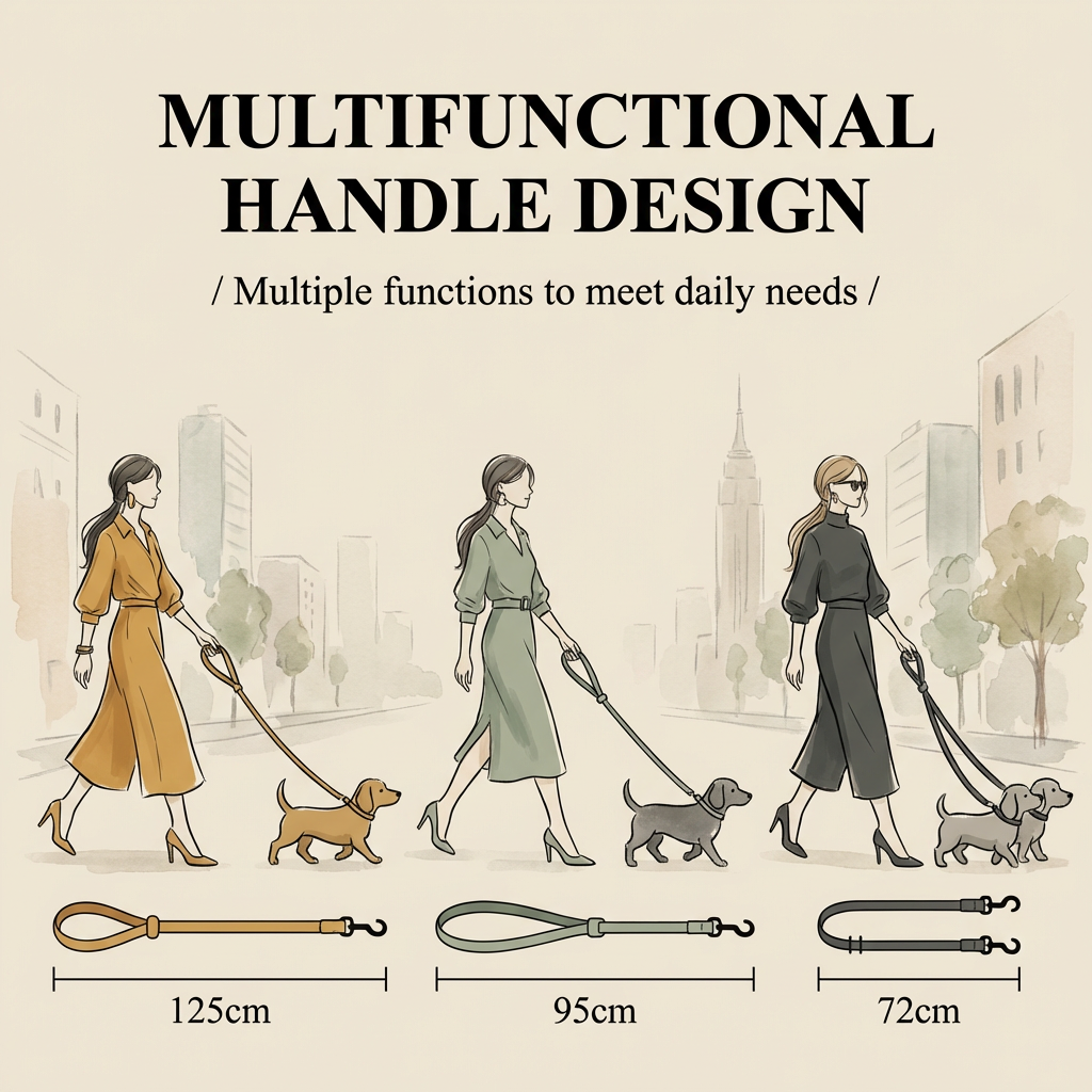 Cat/dog leash three ways to use demonstration guide showing different holding methods
