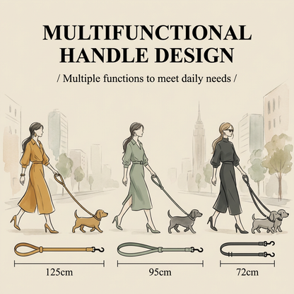 Cat/dog leash three ways to use demonstration guide showing different holding methods
