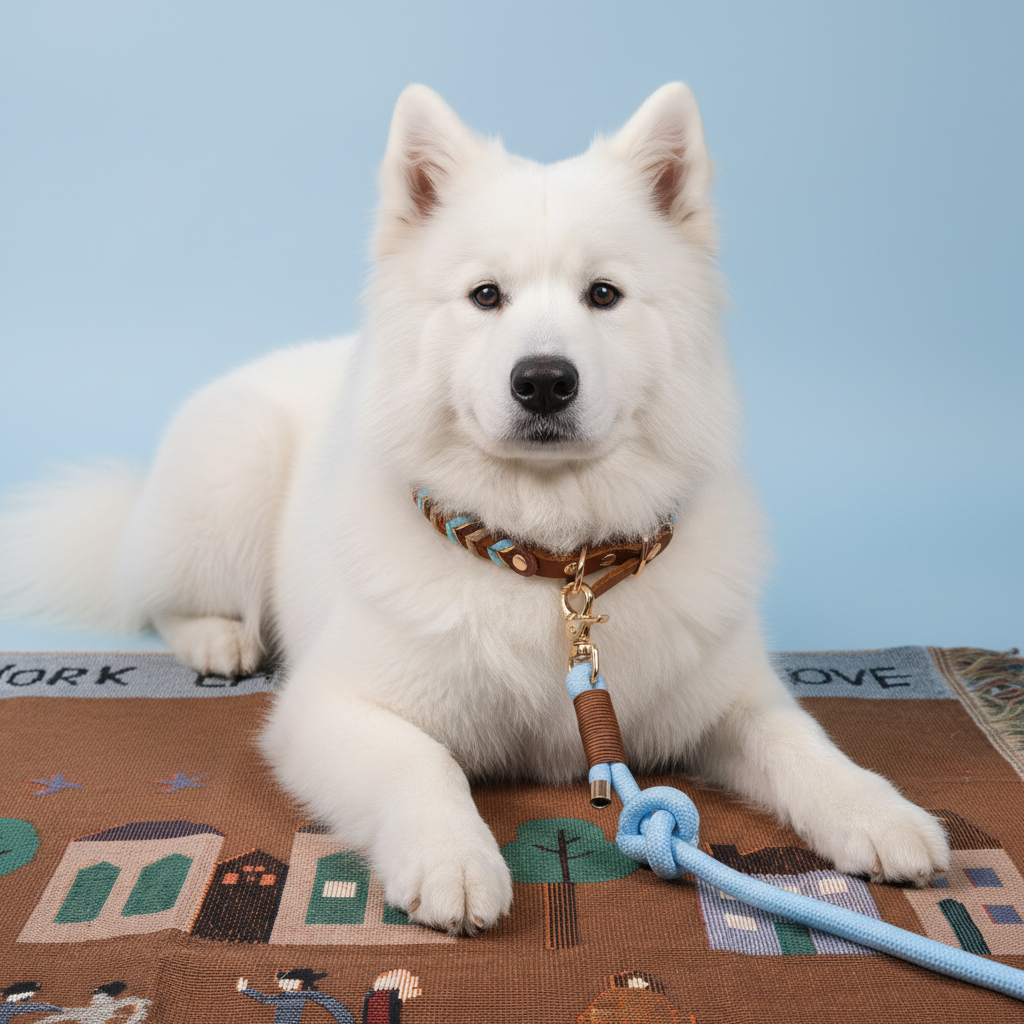 Hand-Braided Leather Dog Collar & Leash Set
