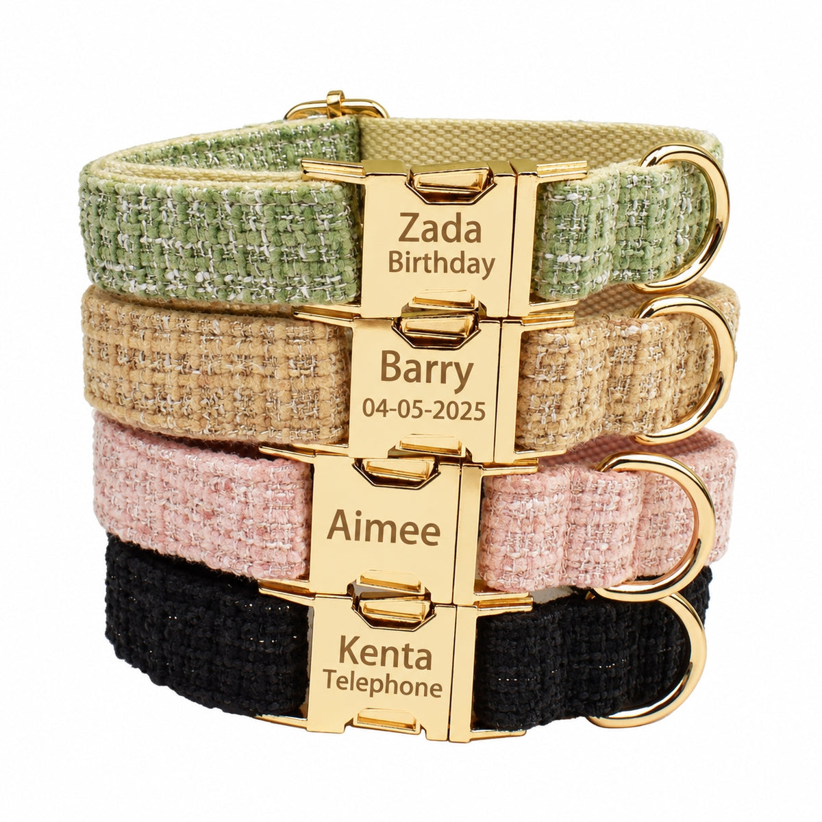 Tweed Dog Harness Set - Blush Pink
